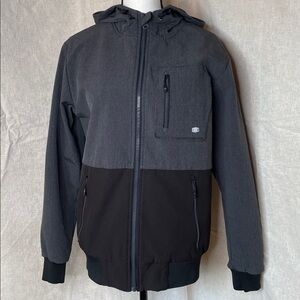 Billabong Jacket Hooded Long Sleeves Zip Lined Grey All Weather Jacket